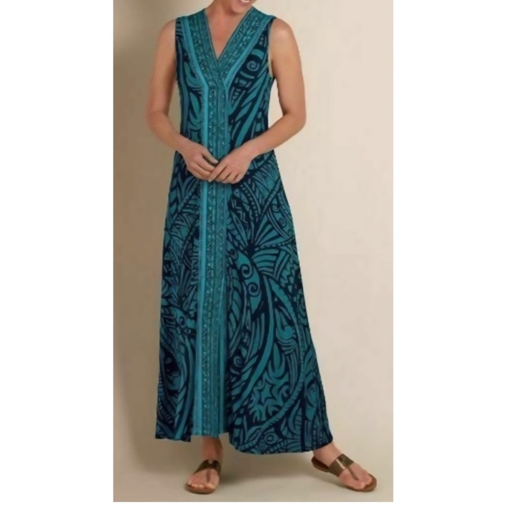 Soft Surroundings Serengeti Tribal Maxi Dress Geometric Aztec Women Petite Small